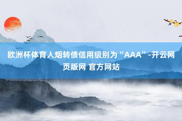 欧洲杯体育人烟转债信用级别为“AAA”-开云网页版网 官方网站