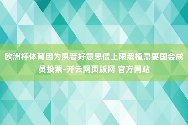 欧洲杯体育因为夙昔好意思债上限栽植需要国会成员投票-开云网页版网 官方网站