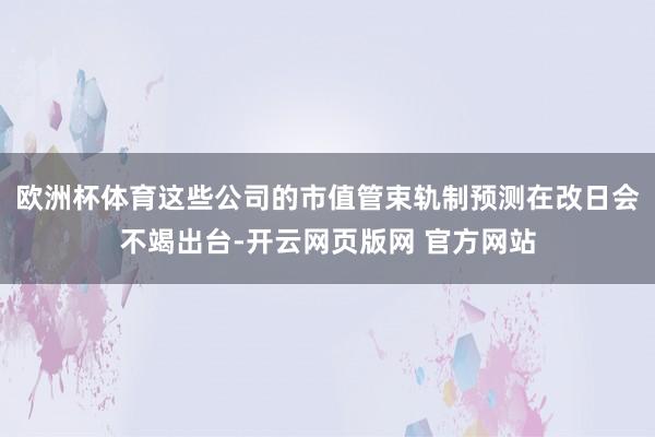 欧洲杯体育这些公司的市值管束轨制预测在改日会不竭出台-开云网页版网 官方网站